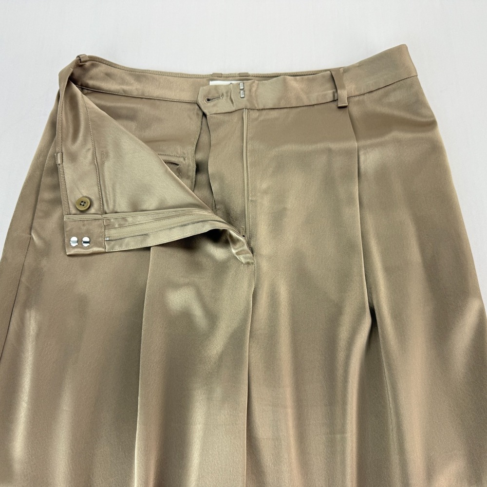 Babaton Aritzia Outgoing Satin Cargo Pants Womens 12 Taupe Pleated Party Holiday - Picture 7 of 15